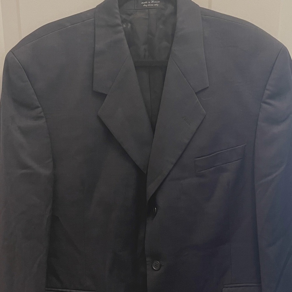 Andrew Fezza Navy Glen Plaid Wool 3 Button Blazer Jacket 44S Preppy Classic